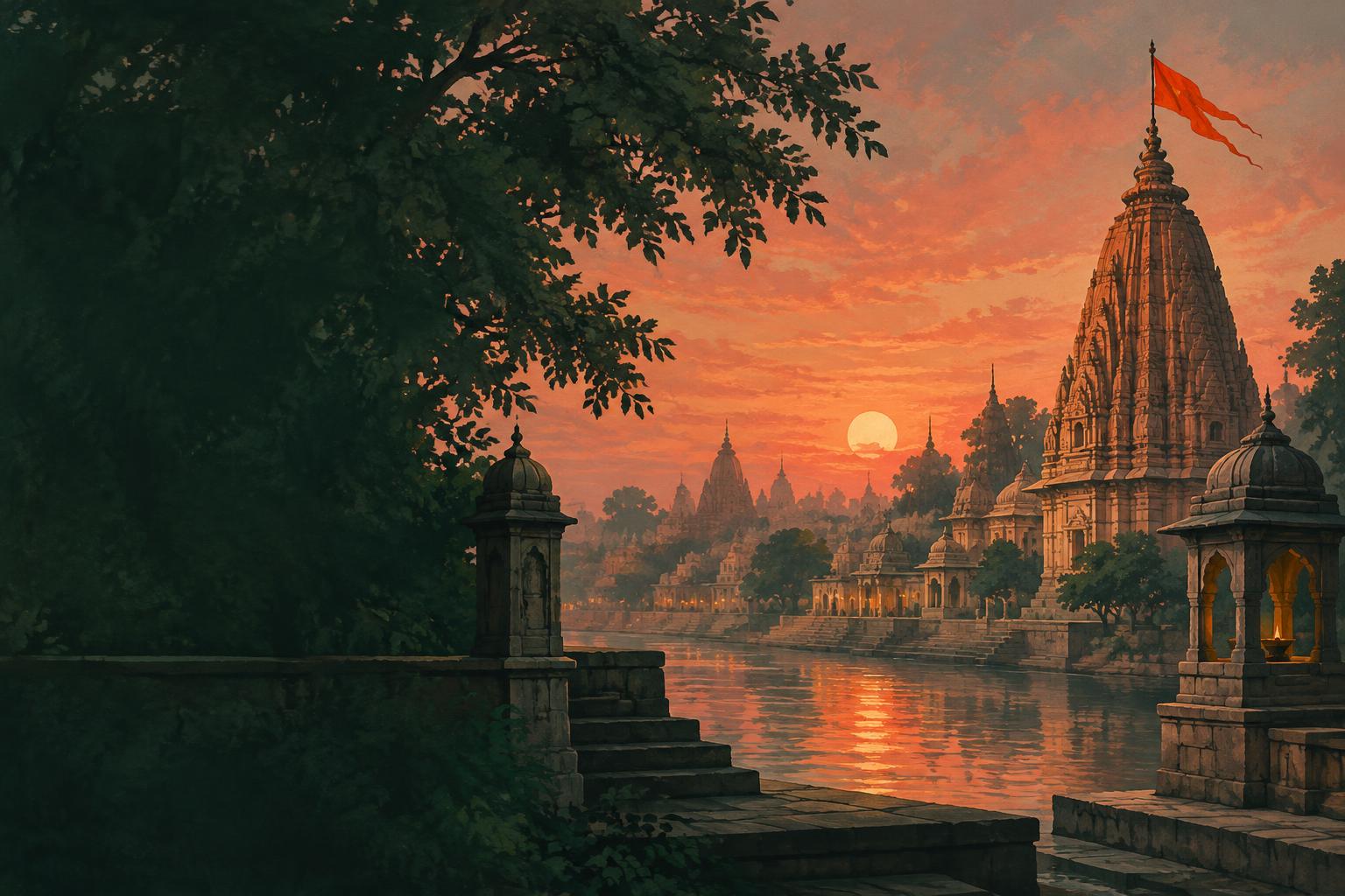 Illustration inspired by the temple landscape of Ujjain